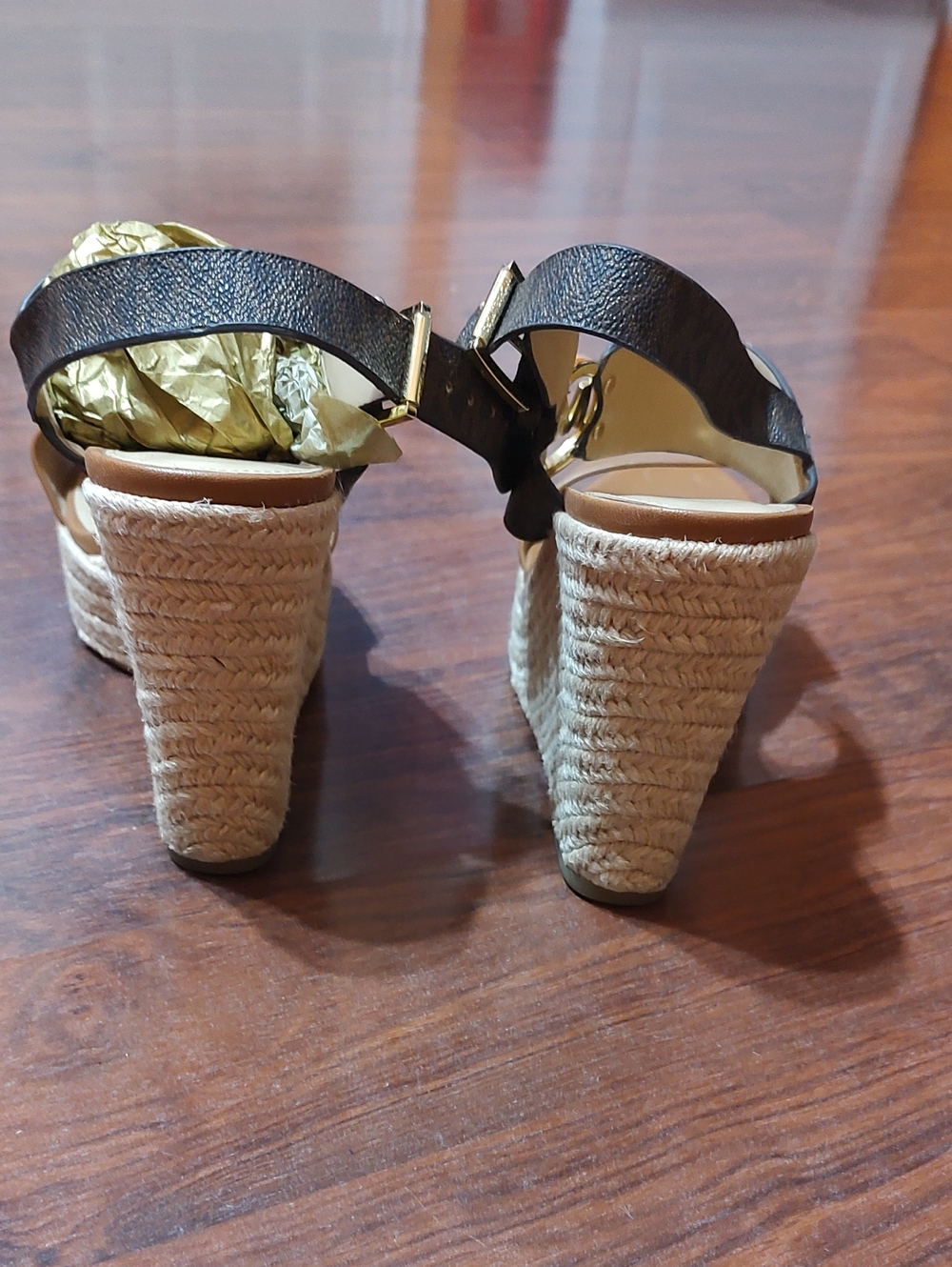 MICHAEL Michael Kors Tan and Brown Espadrille Wedge Sandals - Picture 4 of 5